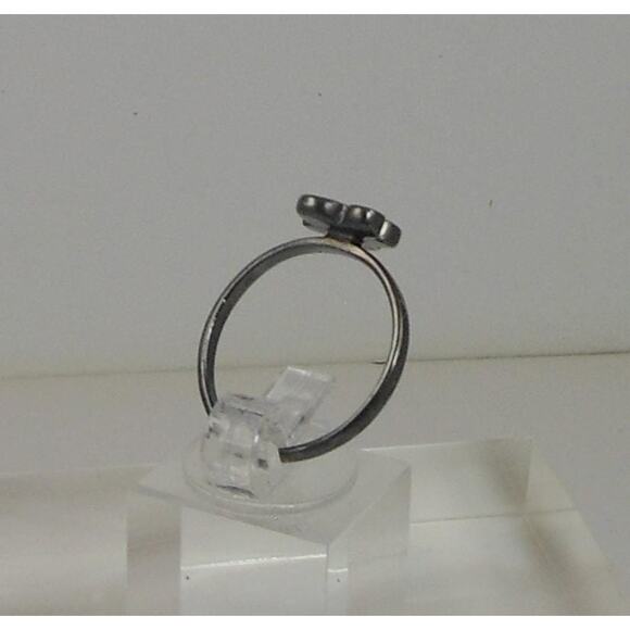 Fun Oxidized Silver Pink Resin Enamel Flower Ring Size 8.25 2g 10mm Wide - Picture 4 of 4